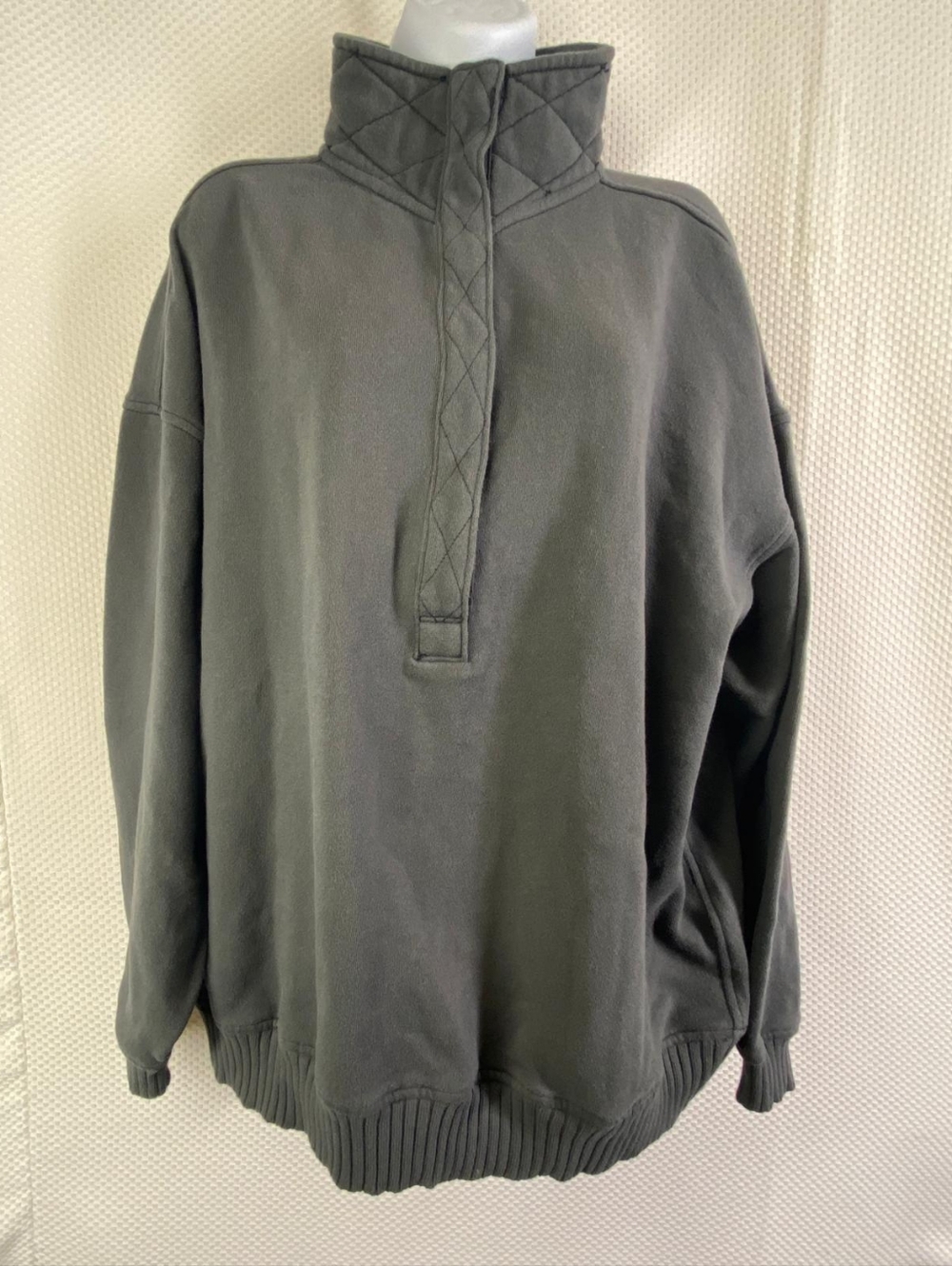 aerie Men's Quilted Mock Neck Zip-Up Sweater Jacket in Gray Size XS